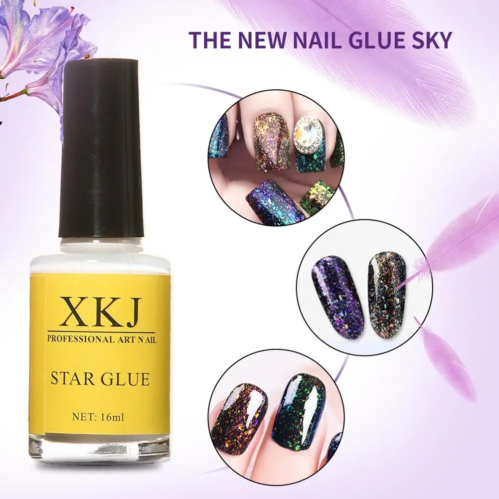 

HOT 15ml Nail Art Glue for Foil Sticker Nail Transfer Tips Adhesive Starry Sky Pattern 1 bottle adhesive glue for foil sticker