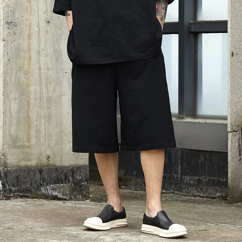 Men Cotton Linen Loose Casual Wide Leg 