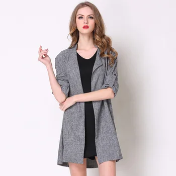 

Women's trench coat clothes large size 2019 street long sleeve fashion spring autumn lapel polyester cardigan women trench coat