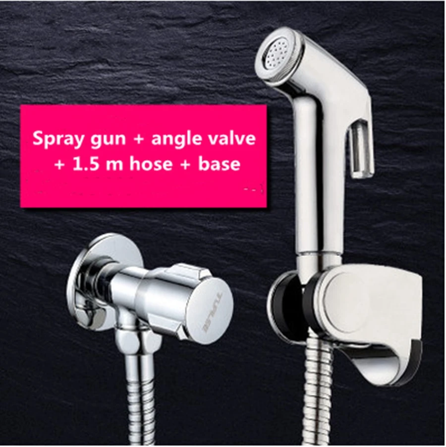 Wash nozzle set B Многофункциональный кран для биде для туалета, для ванной комнаты, для биде, душевой опрыскиватель, латунный Т-адаптер, 1,5 м, шланговый бак, держатель с крючками, простая установка - Цвет: Wash nozzle set B