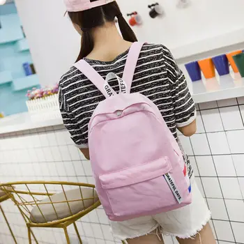 

2020 New Pure Color Casual Canvas Backpack High Quality Unisex Harajuku Girl Fashion Travel School Shoulder Bag Bagpack Rucksack