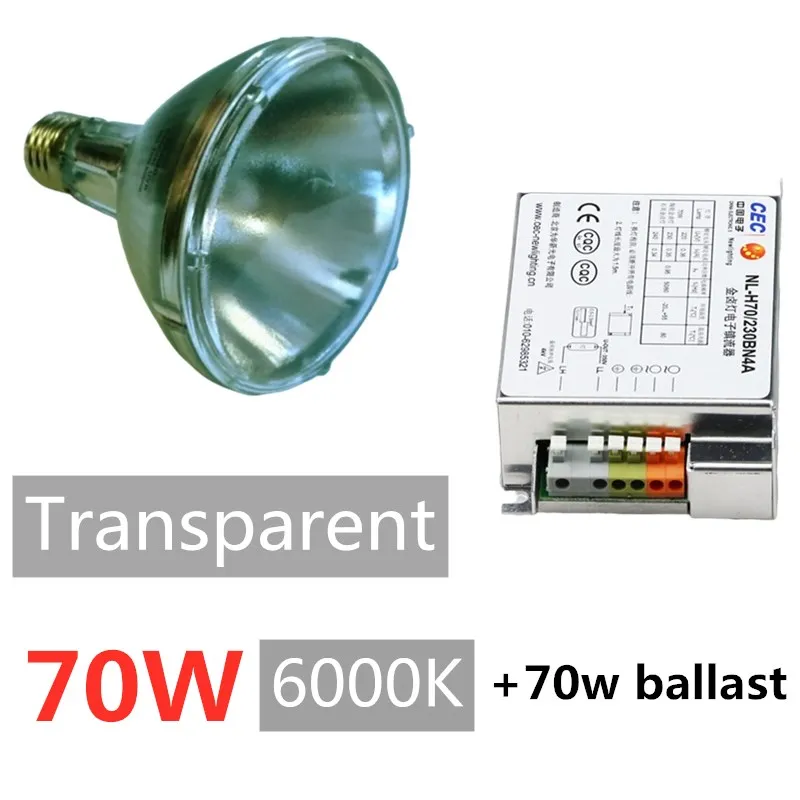 70W 6000K T kit ПЭТ УФ-в УФ-а УФ яркий Террариум рептилия HID Солнечная лампа HQI PAR38 лампа и балласт для полного спектра черепаха птица змея завод 865 - Цвет: 70W 6000K T kit