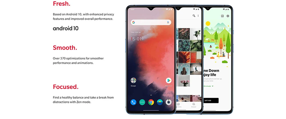 Мобильный телефон Oneplus 7T с глобальной прошивкой, 8 ГБ, 128 ГБ, 256 ГБ, Snapdragon 855 Plus, 6,55 дюймов, 48мп, тройная камера, 4G, Android 10,0, NFC