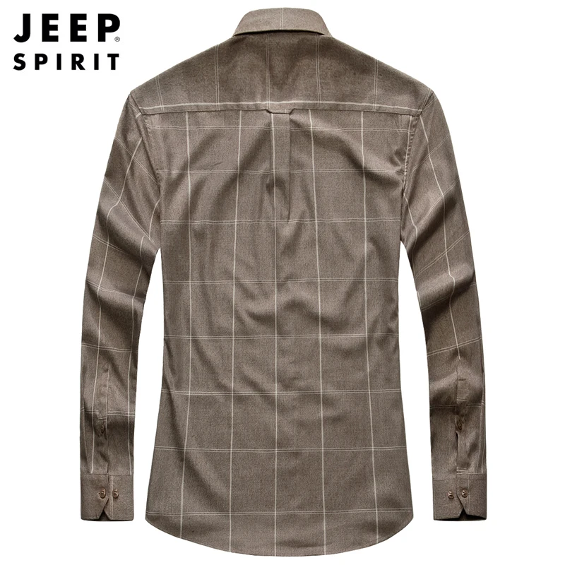 JEEP SPIRIT брендовая Осенняя Рубашка мужская повседневная в клетку Длинные рукава Мужская рубашка Модная хлопковая дышащая мужская рубашка для отдыха M-4XL