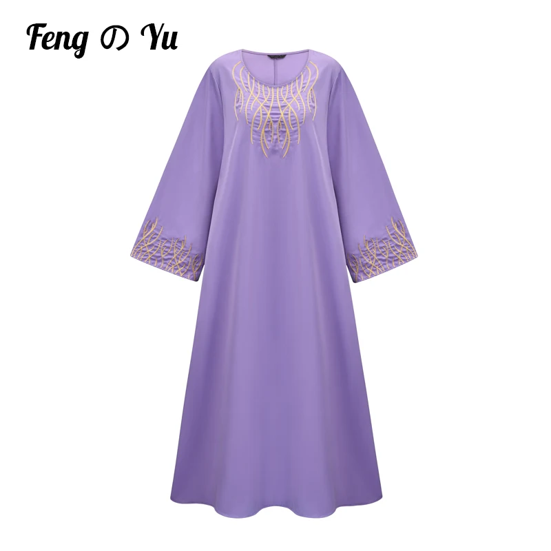 

Модное платье Дубай Abaya с вышивкой, шарф большой Марины, турецкий кафтан, мусульманская женская одежда, арабское платье, фиолетовый