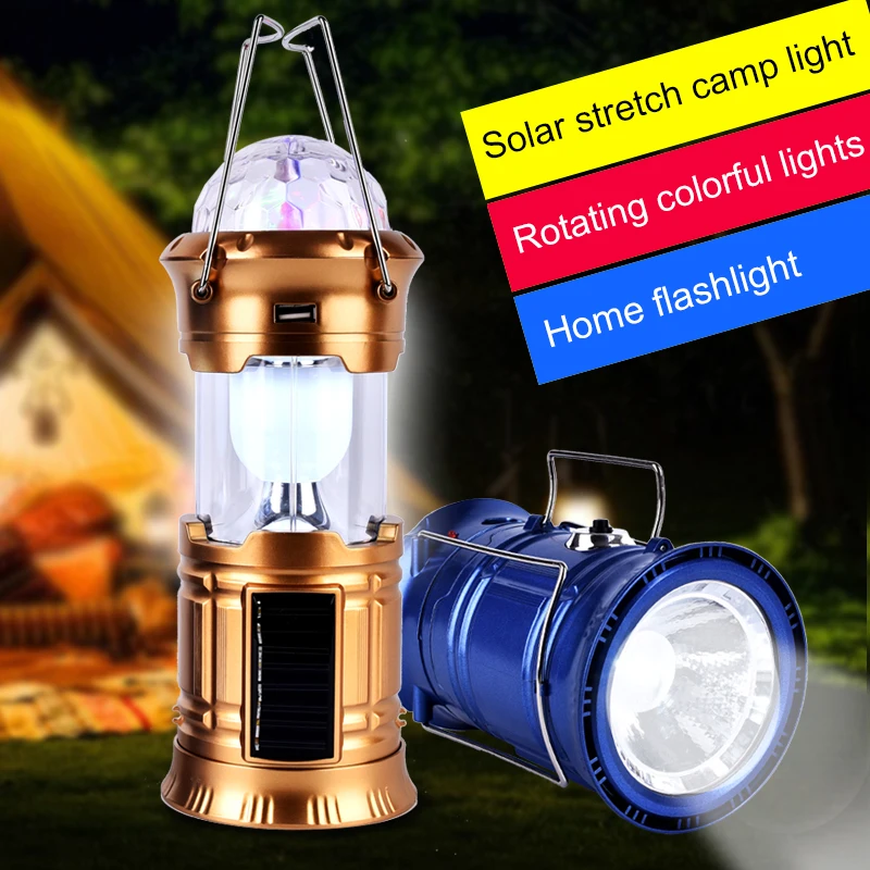 

LED Camping Lantern Flashlights Collapsible Solar Tent Light Gear Equipment for Outdoor Hiking Emergencies with Stage lights