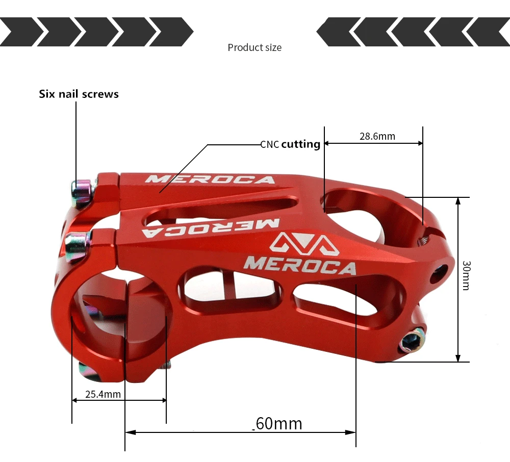 MEROCA Bicycle Ultra-light CNC Negative 17 Degrees 60MM Handle Children's Modified K/S bike Stem