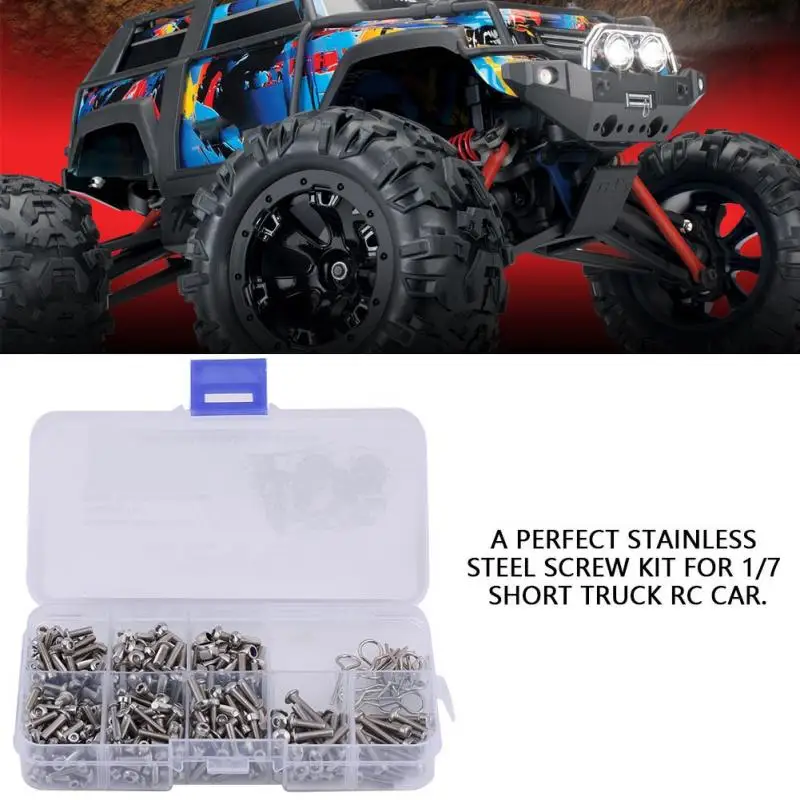 

Hot 1/7 Short Truck RC Car Screw Stainless Steel Screws Box Repair Tool Kit for Traxxas UDR/TRX4 RC Accessories