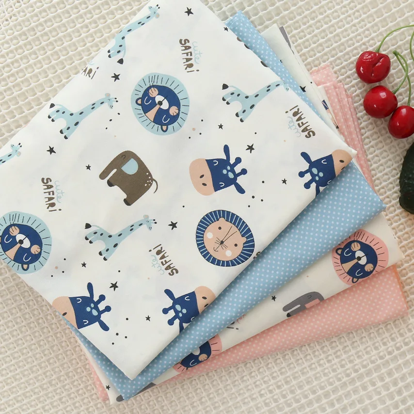 Animal Dots 100% Cotton Fabric Kids Dress Cotton Patchwork Cloth DIY Sewing Quilting Fat Quarters Material For Baby&Child Tilda