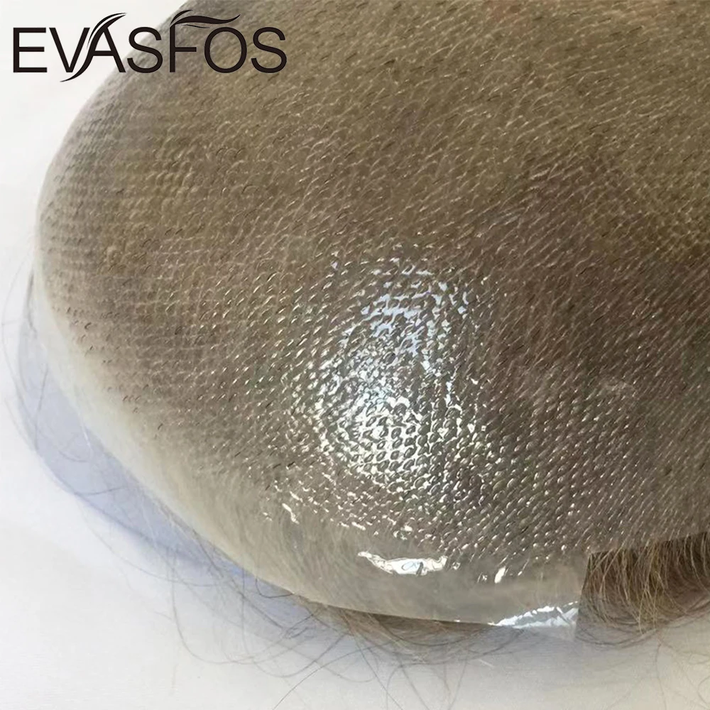 100% Pure Human Hair Prosthetic Thin Skin Men Toupee Invisible V Loop Skin Around Hair Transparent Replacement System In Stock