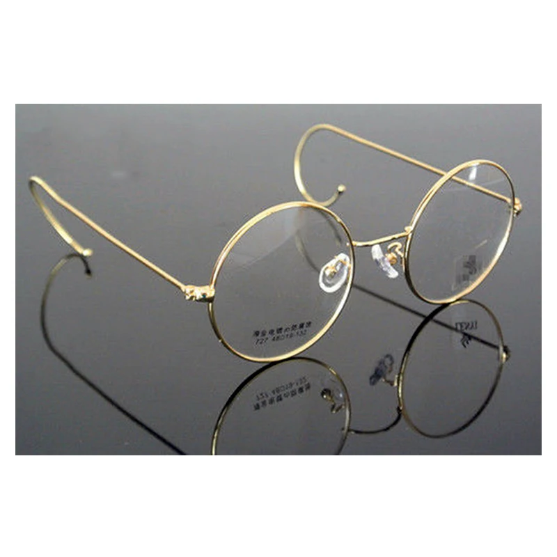 Винтажные круглые мужские очки, очки с гибкой оправой, ультралегкие ретро очки, прозрачные линзы, оптические очки для близорукости, золотые