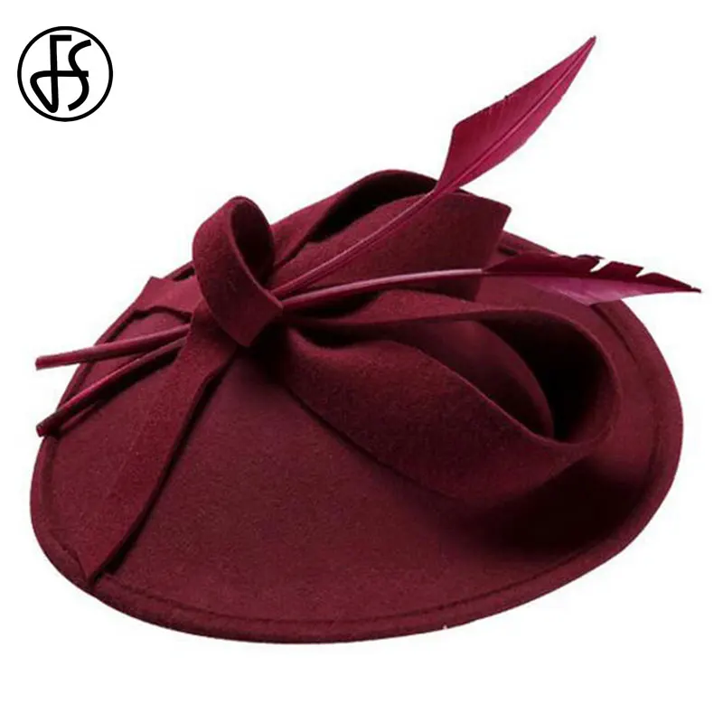 Женская шерстяная шляпка таблетка FS мягкая фетровая шляпа для церкви и