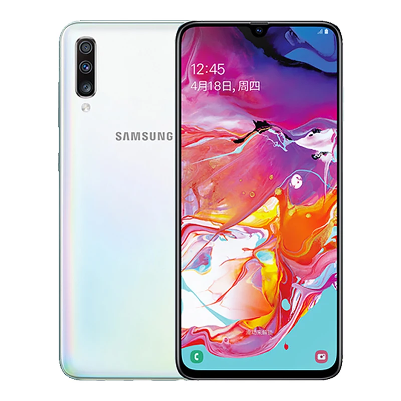 Samsung Galaxy A70 8 Гб 128 ГБ 6," экран капли воды 25 Вт Быстрое зарядное устройство 32 МП фронтальная камера 4500 мАч 4G NFC мобильный телефон - Цвет: Серебристый