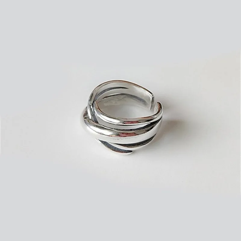 DreamySky Bijoux Boho стильные 925 пробы серебряные геометрические кольца оригинальной формы для женщин Подарки большие Регулируемые кольца на палец