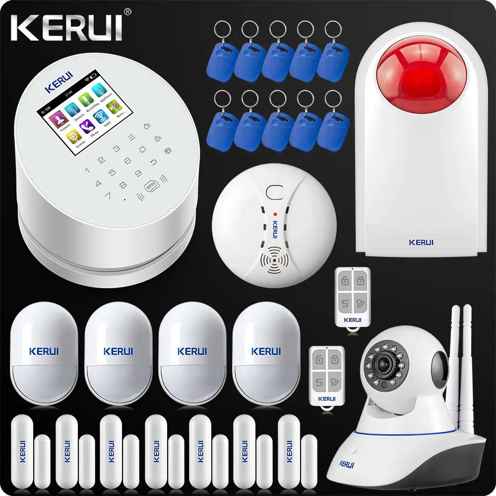 

KERUI W2 WiFi GSM Alarm System PSTN RFID Home Security Alarm TFT LCD Display ISO Android App Remote Control Door Open Remind