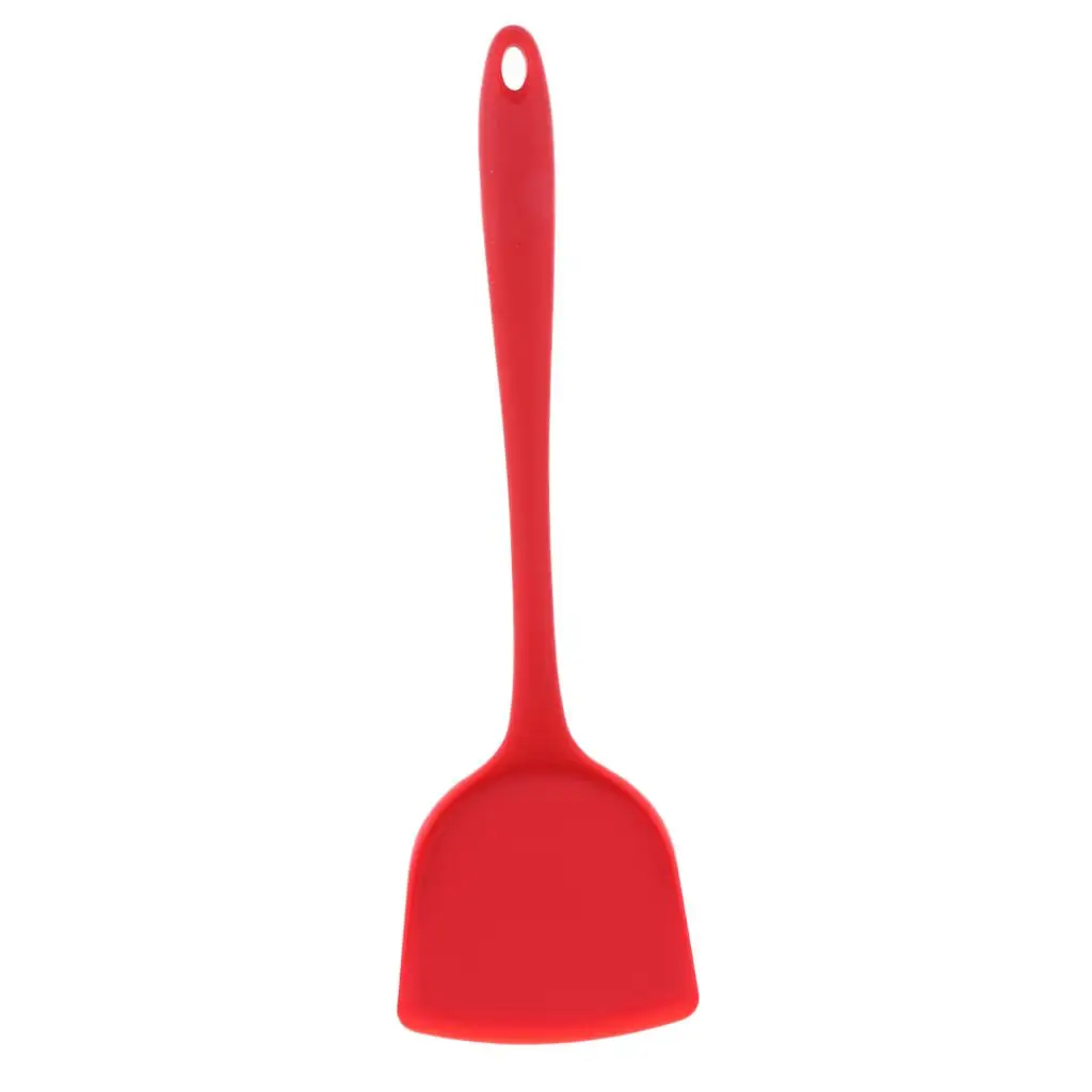 Long Handle Silicon Spatula for Flipping Egg Burger Crepe, Non-stick and High Temperature Resistant