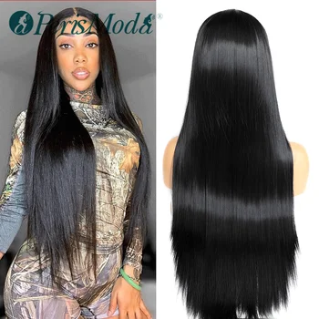 

Wig for Black Women Synthetic Long Straight Wig With Bangs PerisModa Natural Density Straight Wig Heat Resistant Fiber Hair Wigs