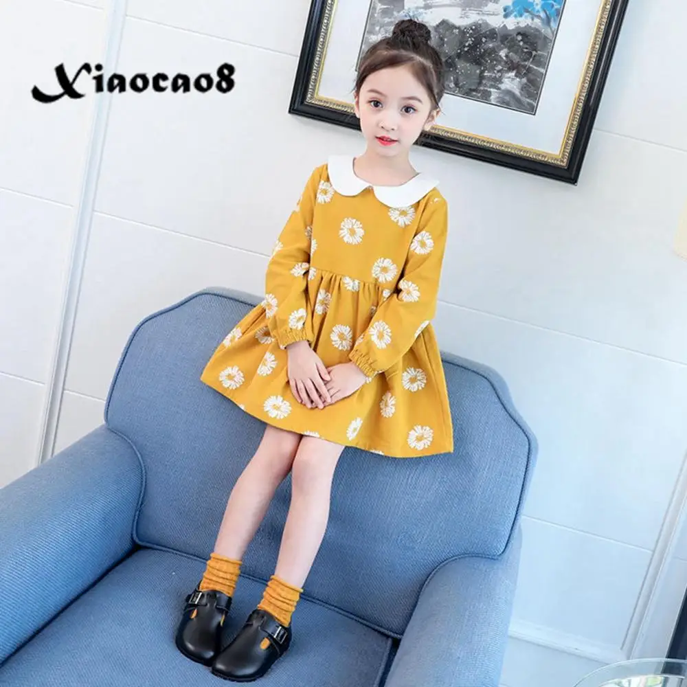 3-12 Y Children's Print Full Dress for Girls Cute ...