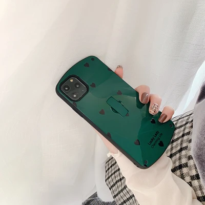 Зеленый От Jenny сплошной цвет любовь для-iPhone 11 Pro x xr xs max 7 8 Plus кольцо стенд защита мобильного телефона жесткий чехол - Цвет: Зеленый