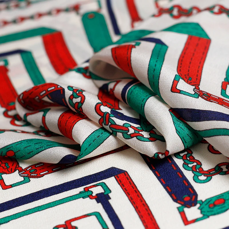 12 Momme Chain Printing Silk Crepe De Chine