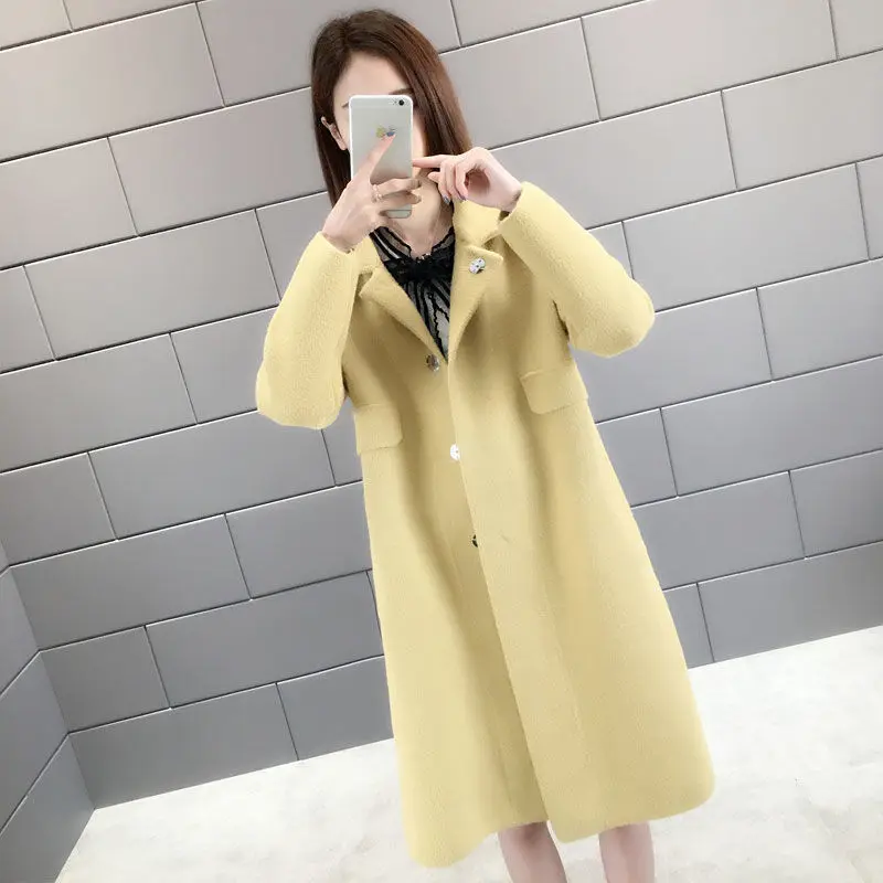 Women Warm Lady fax fur coat Collar Button Artificial Fur Coat Outwear Autumn winter jacket Casual Loose Solid Long Soft | Женская