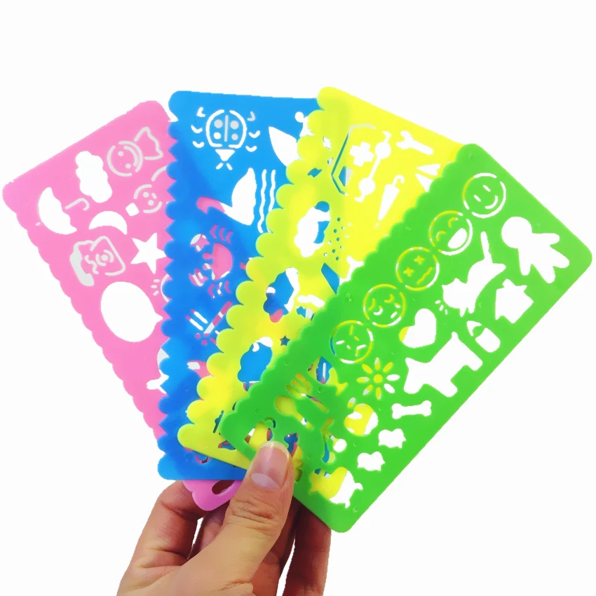 1pack/lot New kawaii hollow Drawing Template for kids Color draw ruler Easy to use bookmark cute gift for students