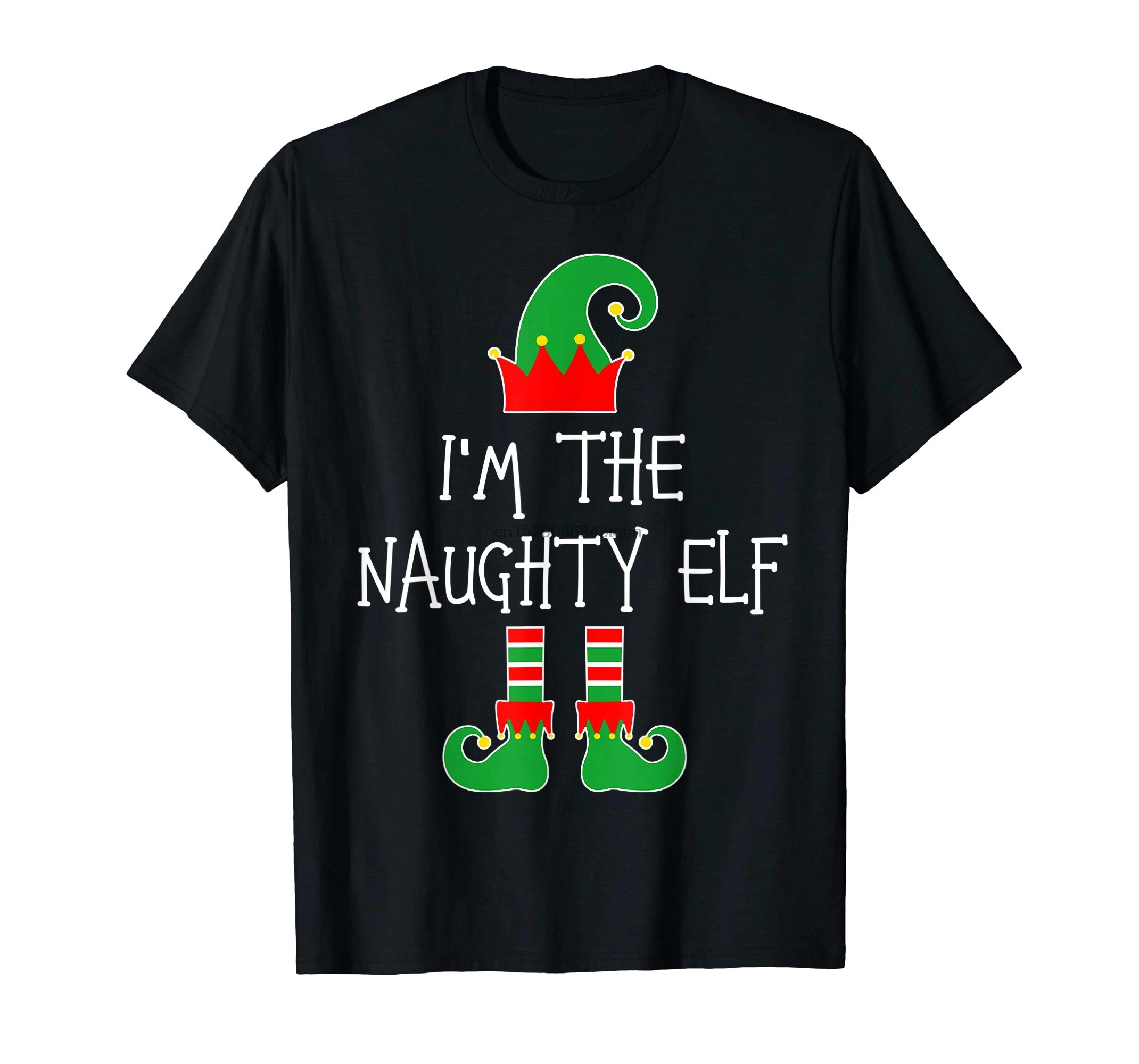 I'm The Naughty Elf Matching Family Group Christmas T-Shirt-Men's T-Shirt-Black |