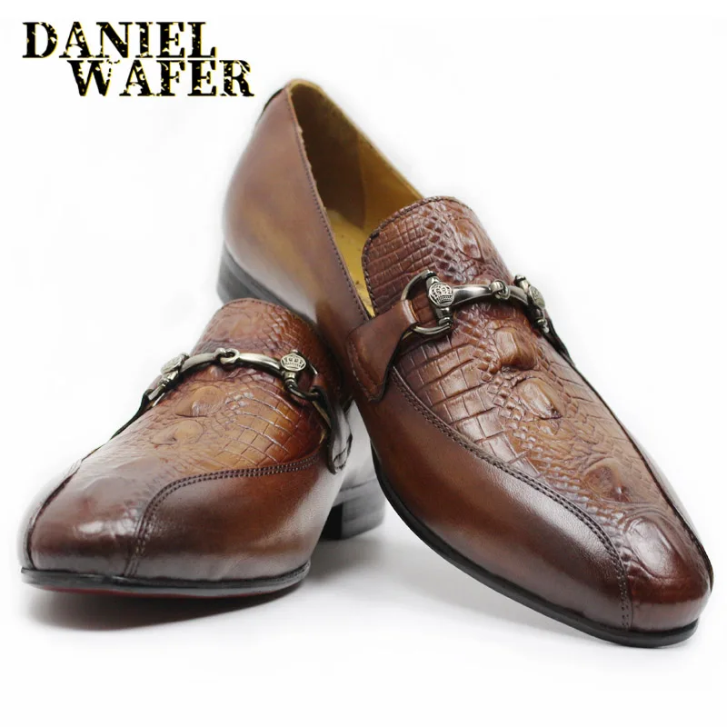 ITALIAN MEN CASUAL SHOES LEATHER LUXURY HANDMADE SLIP ON BROWN BLACK FORMAL WEDDING SHOES MEN LOAFERS SHOES GENUINE LEATHER