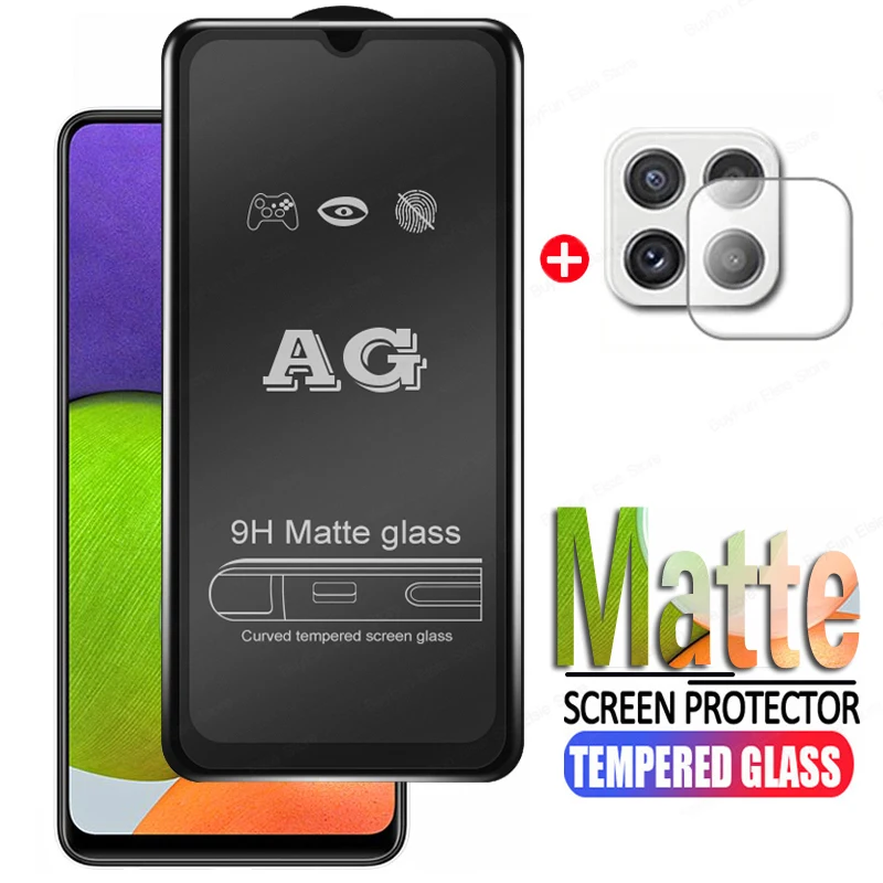 2 in 1 Matte Tempered Glass For Samsung A22 Screen Protector Film for Galaxy A22 5G A 22 A12 M12 M32 M 12 32 Protective Glass cell phone screen protector Screen Protectors