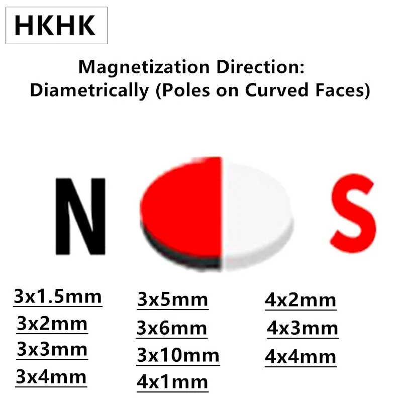 Магнитный NdFeB hall магнит 3x1,5 3x2 3x3 3x4 3x5 3x6 3x10 4x1 4x2 4x3 4x4 мм диаметром n45H