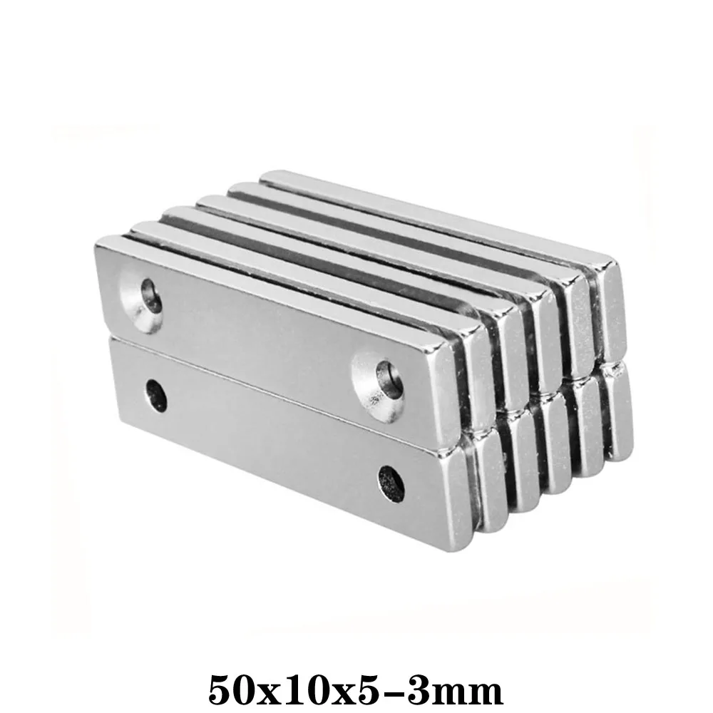 2 ~ 50 шт 50x10x5 3 большие прочные для простыней редкоземельный магнит отверстия мм