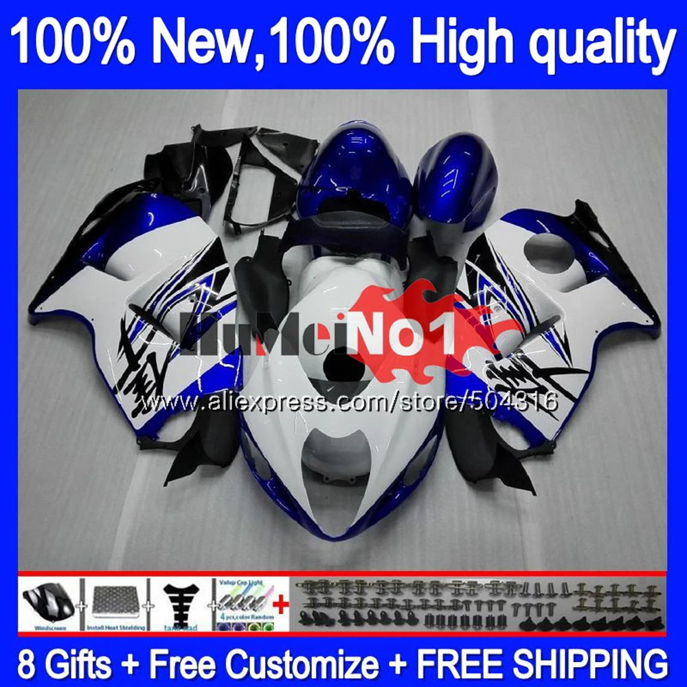 GSXR-1300 для SUZUKI Hayabusa GSXR 1300 28MC. 34 GSXR1300 2002 2003 2004 2005 2006 2007 96 02 03 04 05 06 07 обтекатель синего и белого цвета