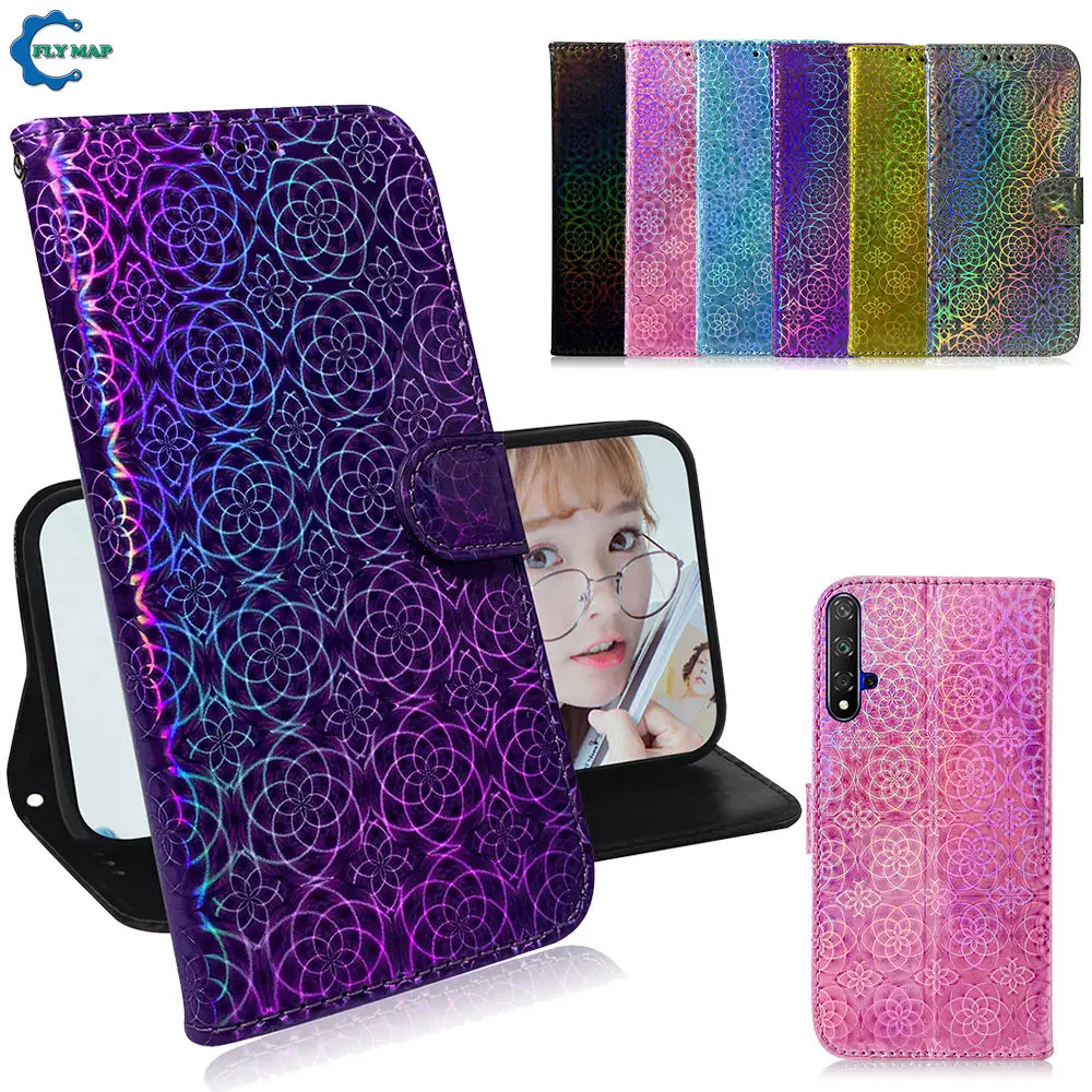 

Shiny Cover for Huawei Nova 5T YAL-L21 YAL-L71A YAL-L61A Card Slot Wallet Phone Case Coque for Huawei Nova5T YAL L21 L71A Case
