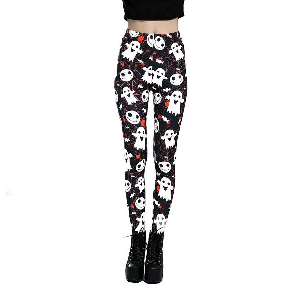 

Fashion And Personality Spider Web Skull Digital Printing Leggings Women's-Trend Elasticity Capri Pants
