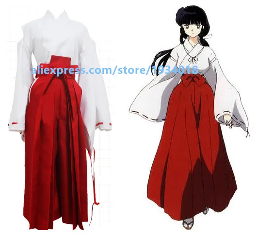 InuYasha Кикье кимоно Мико Косплэй костюм японского аниме ведьмы Для женщин белый