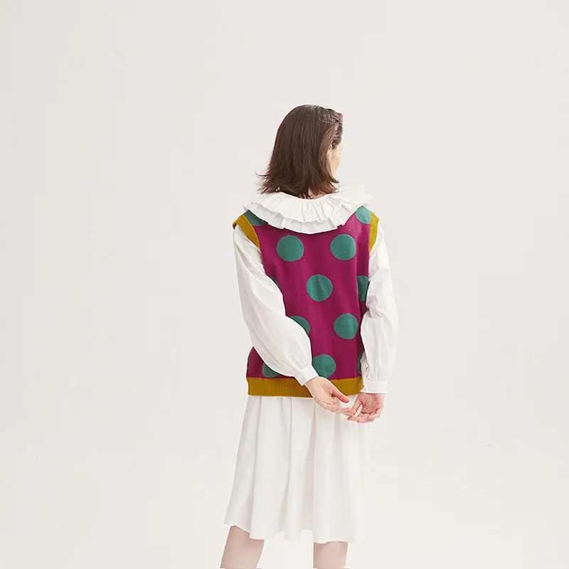 Осень и зима дизайн Harajuku игривый женский свободный свитер Vneck без рукавов Вязанный жилет пуловер Свитера хлопок