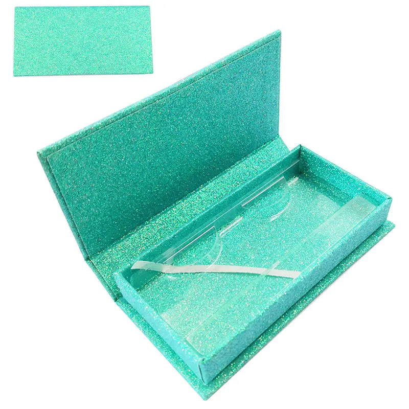 Роскошный норковый мех ресницы подарочная упаковка коробка синтетические ресницы коробка Ресницы Коробка 26 мм норковый мех Упаковка накладные ресницы коробка - Цвет: G-Color Blue