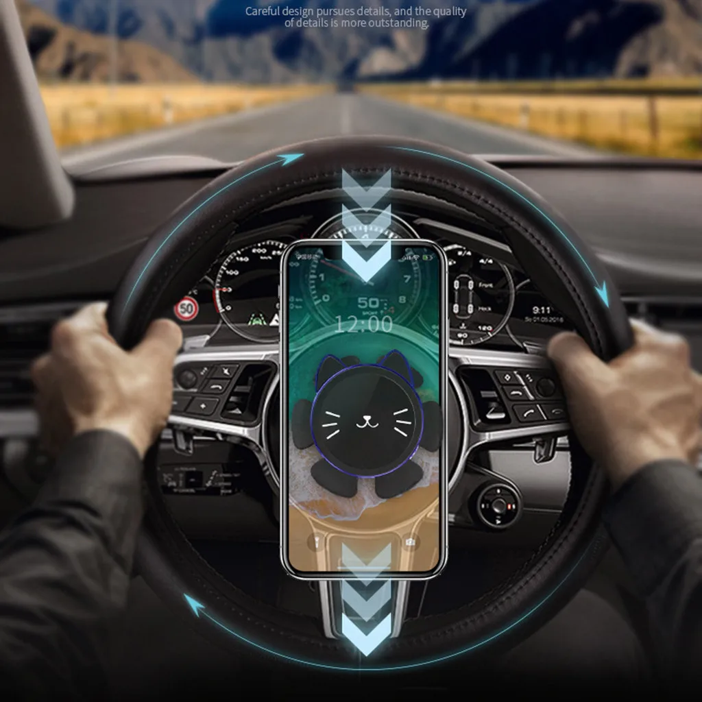 Автомобильный кронштейн для рулевого колеса автомобиля гравитационный держатель мобильного телефона Магнитный милый кот гироскоп присоска кронштейн W925
