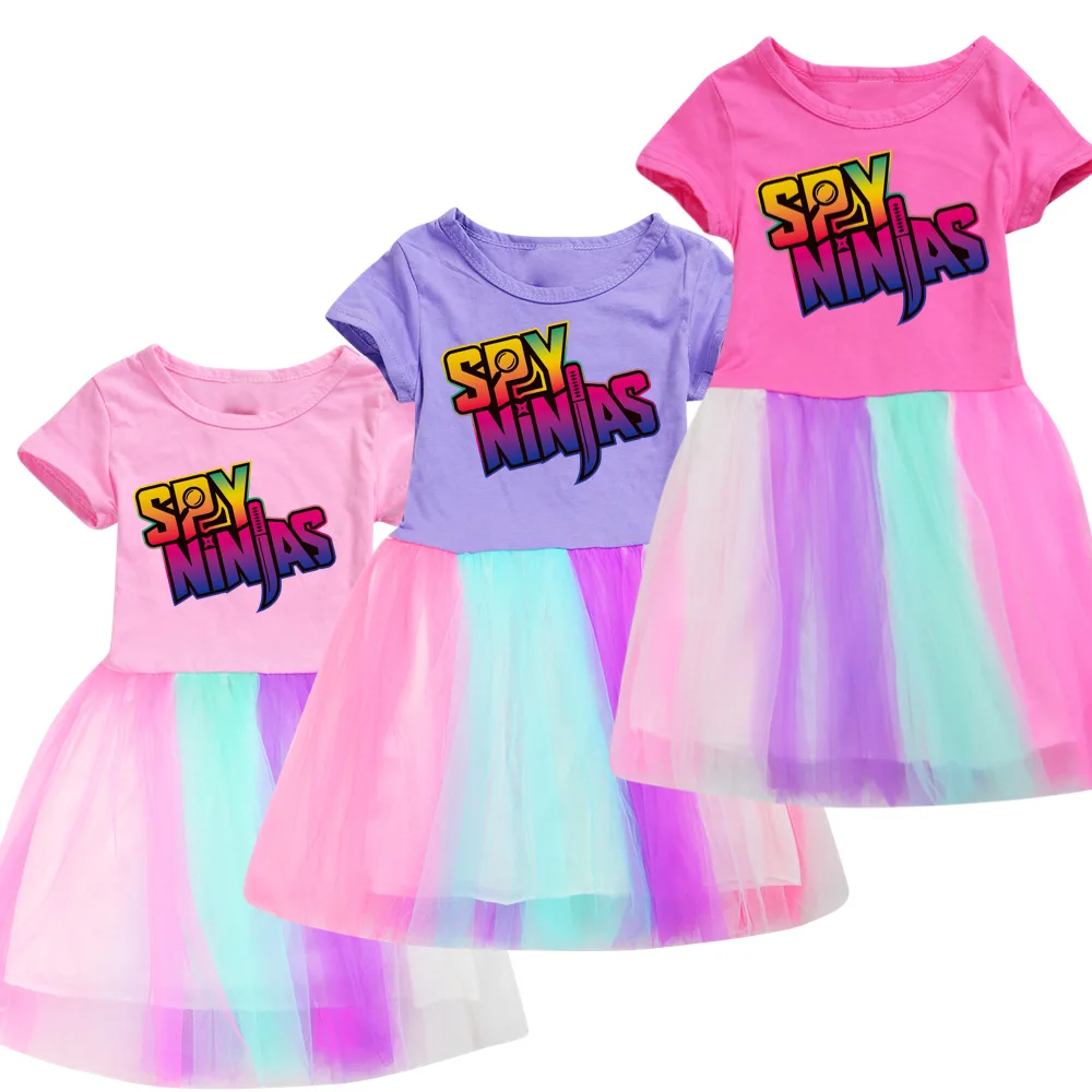 Spy Ninja Kids Costume Abiti Per Ragazze Cartoon Fashion Cotton Dress Bambini Wedding Tutu Dress Ball Grown Party
