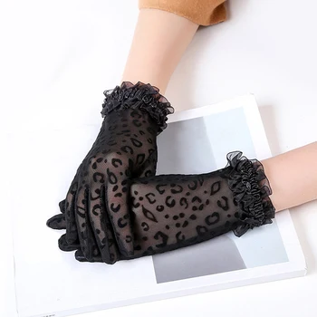 

Sexy Lace Summer Gloves Women Fashion Leopard Printing Sunscreen Guantes Mesh Thin Gloves Sun Protection Short Gloves For Girls