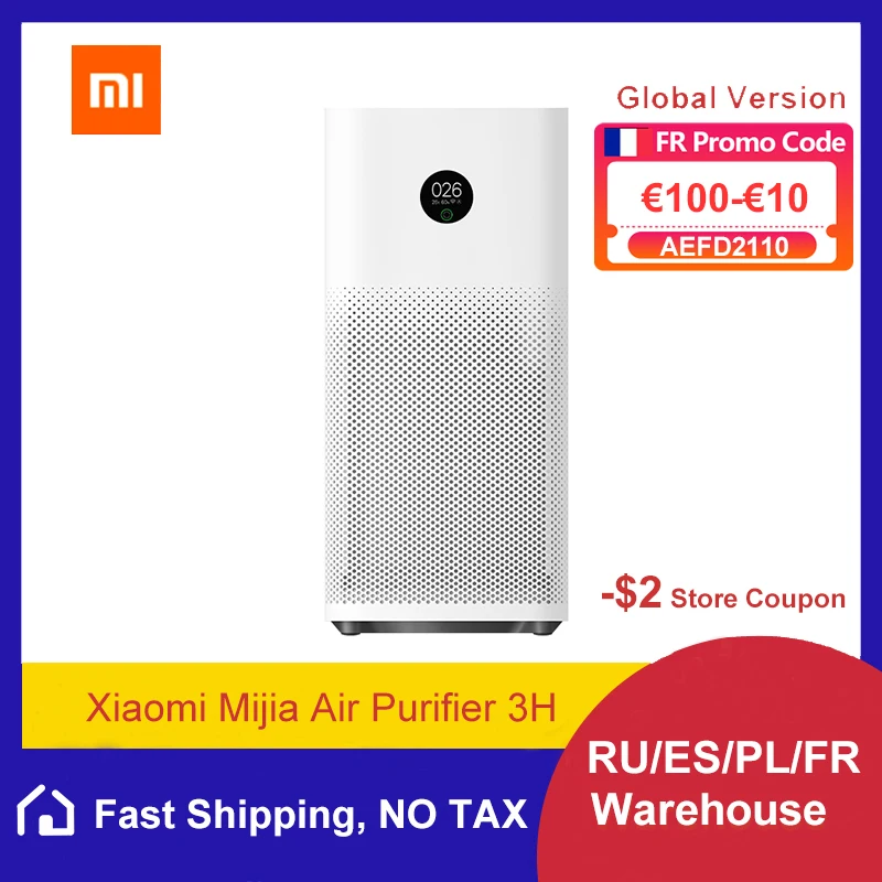 Xiaomi Mijia Air Purifier 3H Intelligent Household Sterilizer OLED Touch Screen Display Air Purifier Ozone Generator HEPA Filter