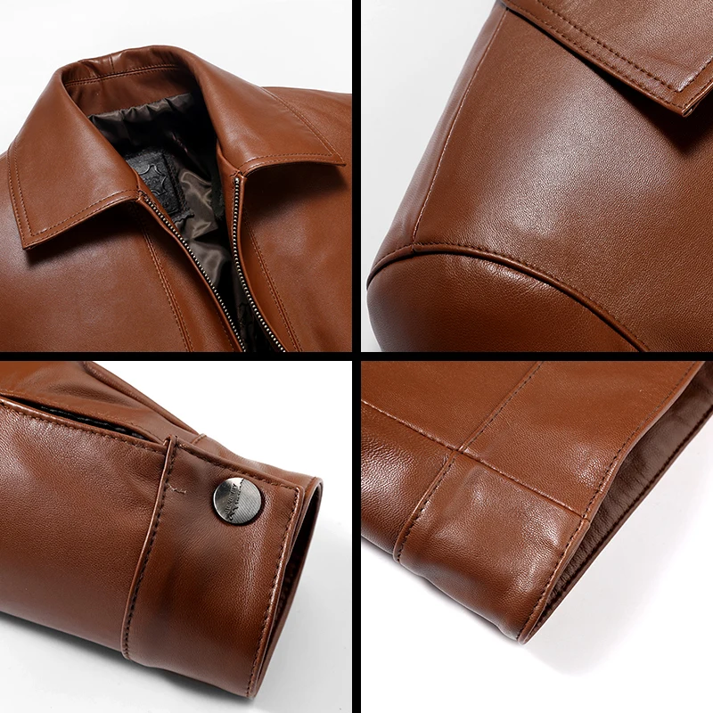 

Men's Real Sheepskin Coat Spring Autumn Genuine Leather Jacket Men Plus Size Blouson Cuir Homme 14BAQ00006671