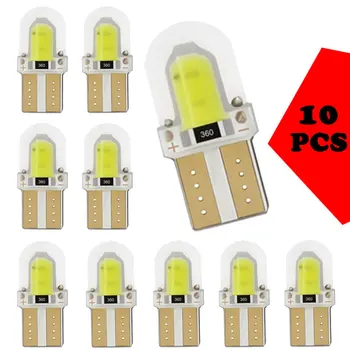 

10pcs T10 W5W Silica COB 8SMD LED Car Parking Light License Light Bulbs 194 168 Wedge Interior Dome Lamp Turn Side Bulb