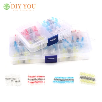 

50/100 PCS/Boxed Mixed Heat Shrink Terminal Insulated Tinned Copper Solder Sleeve Tube Waterproof Butt Electrical Wire Connector