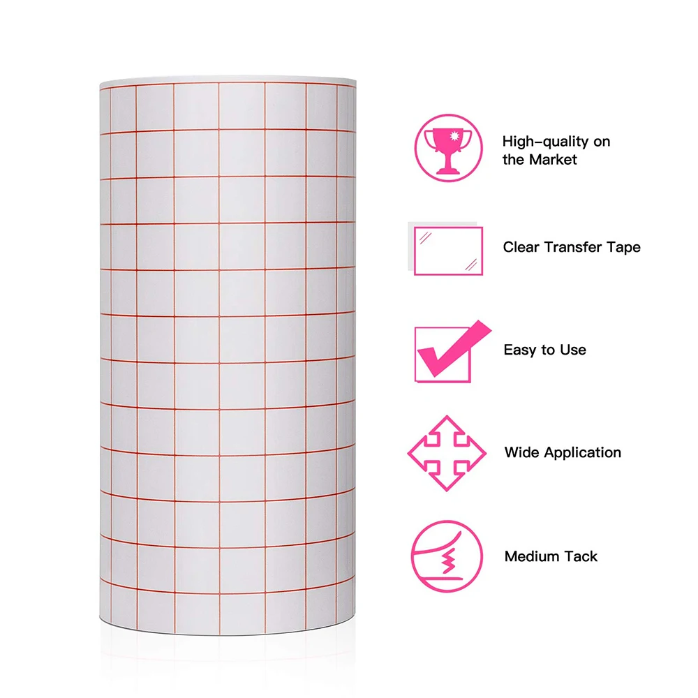 30*20cm/100cm Clear Vinyl Application Tape w/Red Alignment Grid for Car Wall Craft Art Decal Transfer Paper Tape Adhesive DIY