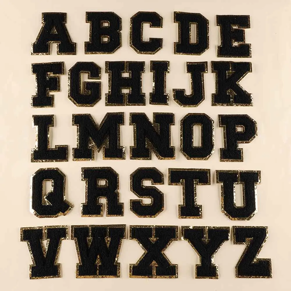 1 pc 8 cm tall Black Towel Iron On Chenille Embroidered Alphabet Letters Clothes Patch For Clothing Girl Bulk PrIce Many | Дом и сад