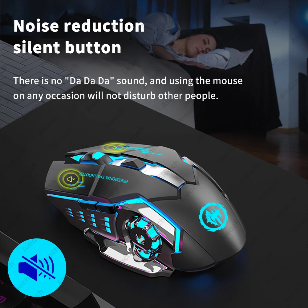 Ratón inalámbrico con Bluetooth, Mouse recargable RGB, inalámbrico,  silencioso, retroiluminación LED, ergonómico, para juegos, 1 Uds. – Los  mejores productos en la tienda online Joom Geek