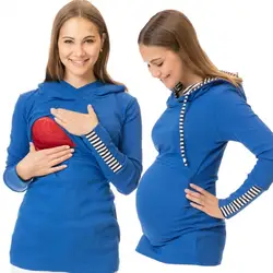 Одежда для грудного вскармливания 2019 Осенняя полоска лактация беременных Женская Толстовка Топы для беременных Enceinte для беременных