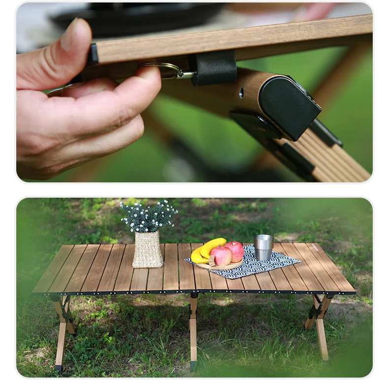 BLACKDEER Imitation Wood Aluminum Table Folding Aluminum Alloy Camping Family Picnic Table 120