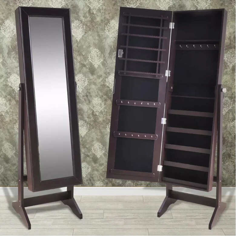 

VidaXL Jewelry Cabinet Lockable Organizer With Mirror Living Room Free Standing Lockable Mirrored Make Up Mirrors Armoire